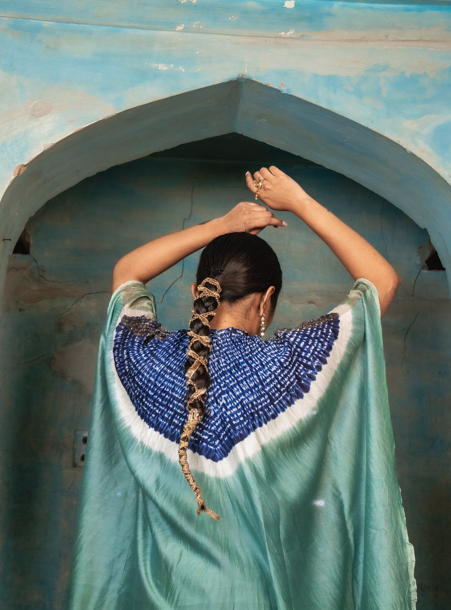 Sage Green Chanderi Tissue Kaftan