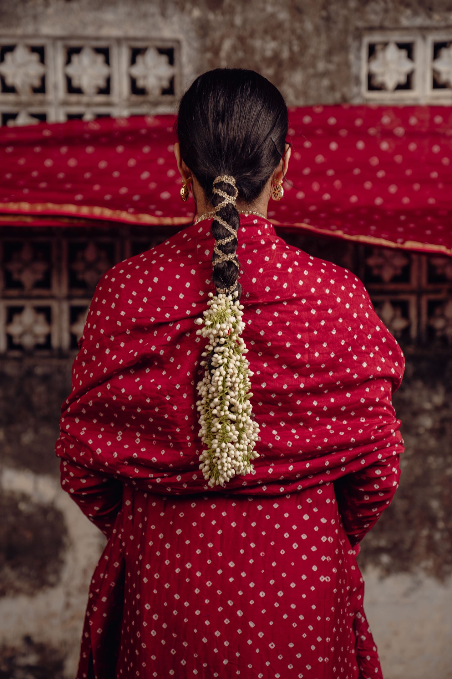 Chanderi silk bandhej Red dupatta