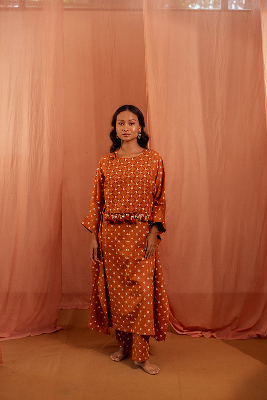 Kaftan Kurta Set - Terracotta Treasure