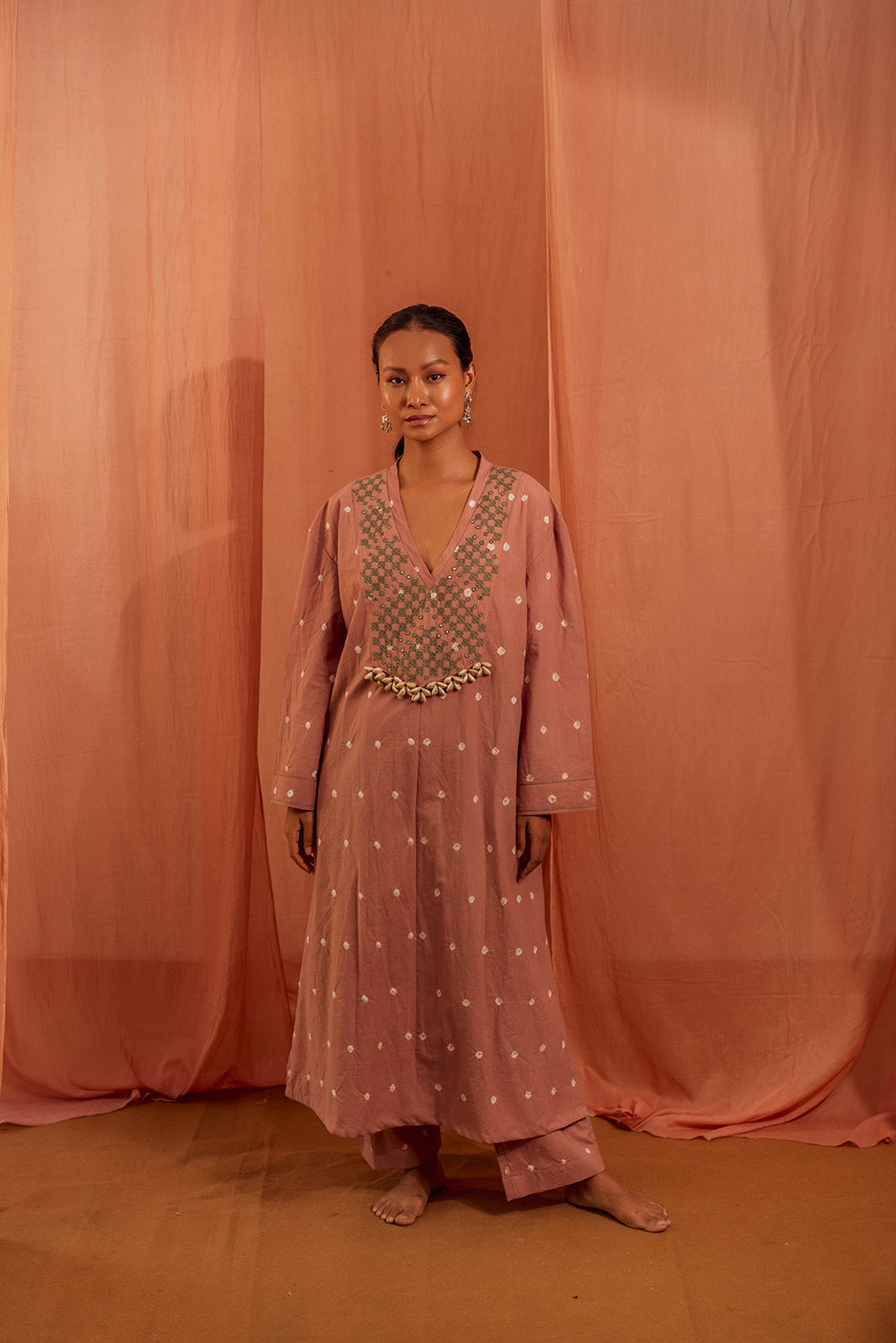 Kaftan Kurta Set - Pink Quartz Whisper