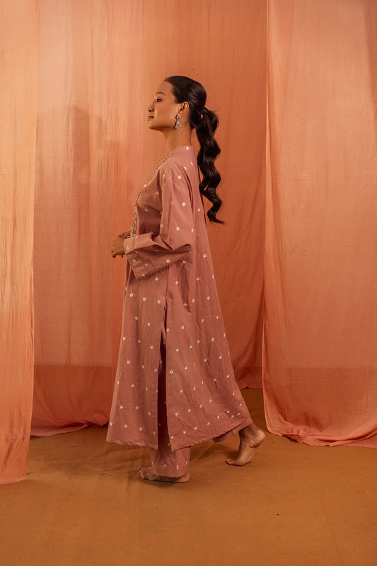 Kaftan Kurta Set - Pink Quartz Whisper