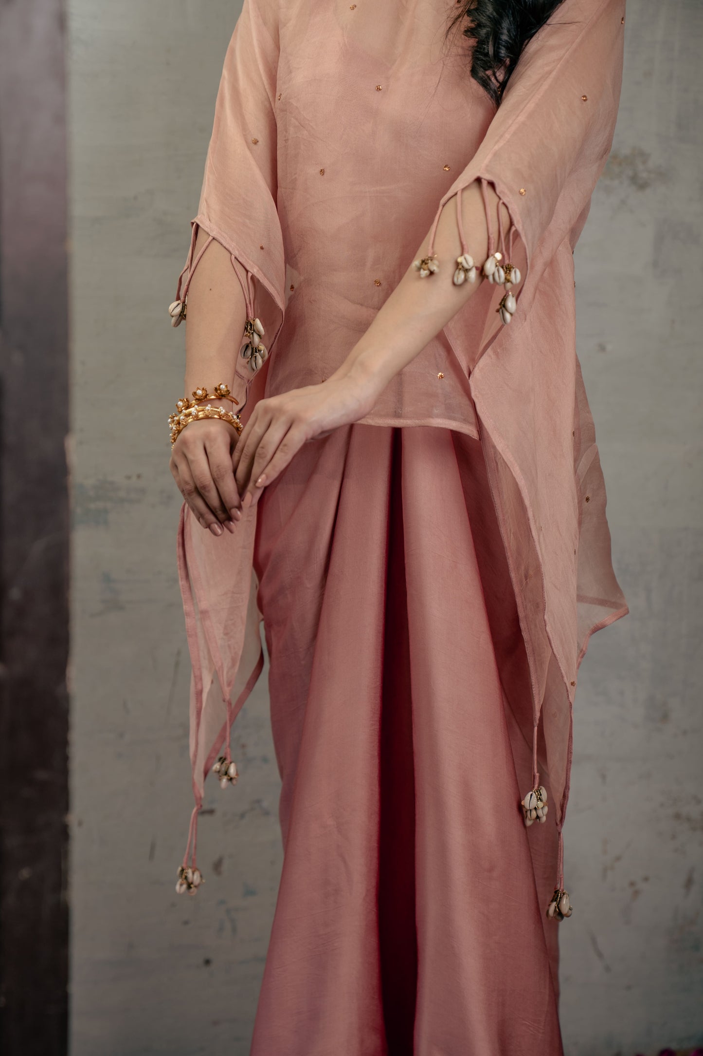 ORGANZA KAFTAAN TOP WITH SKIRT