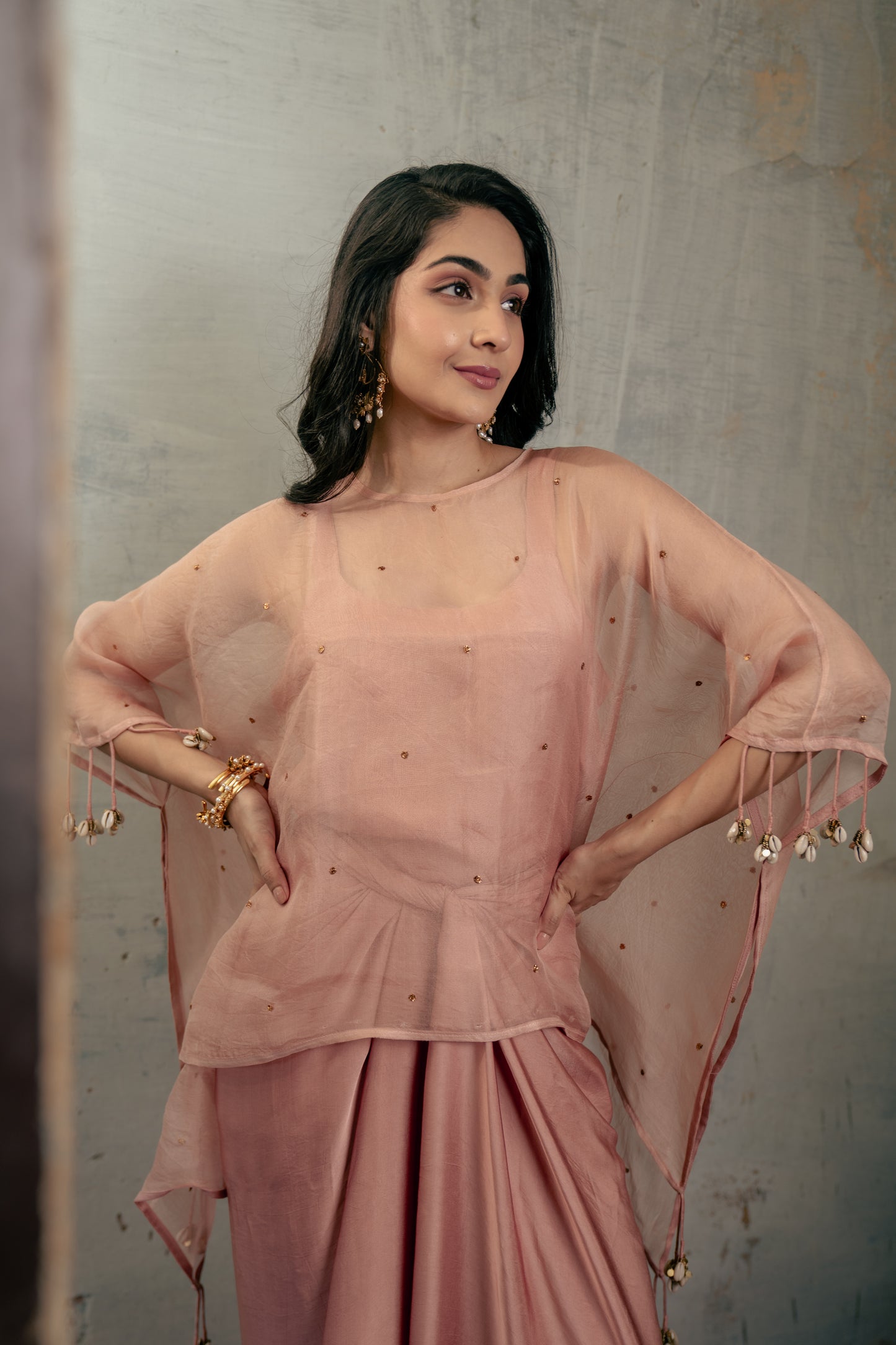 ORGANZA KAFTAAN TOP WITH SKIRT