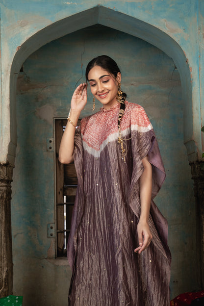 Violet Purple Chanderi Tissue Kaftan