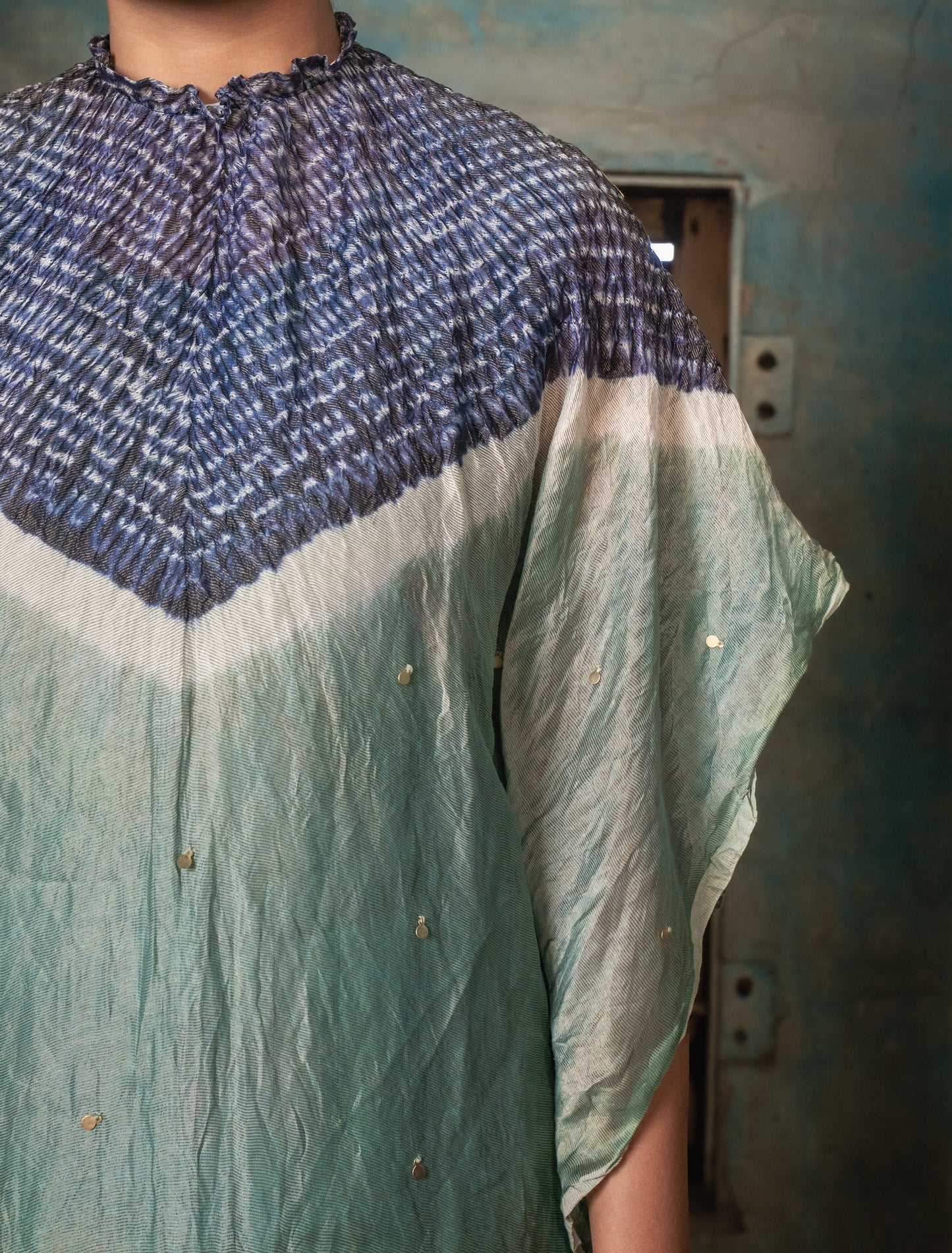 Sage Green Chanderi Tissue Kaftan