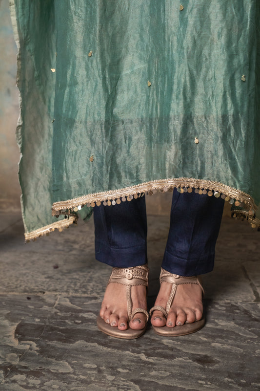 Sage Green Chanderi Tissue Kaftan