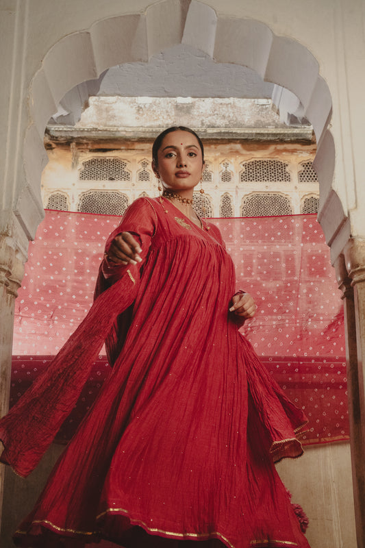 RED ANGRAKHA DRESS