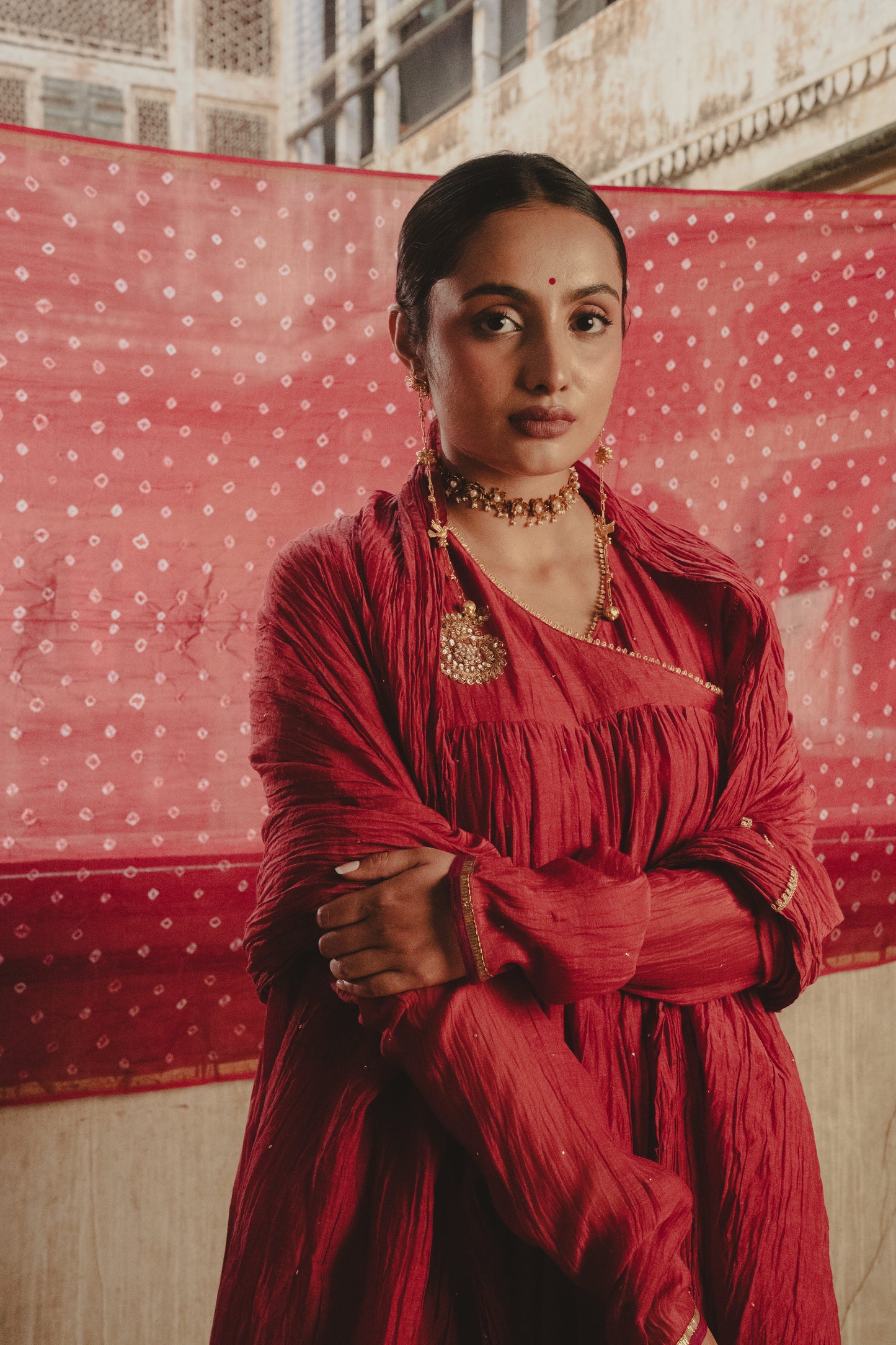 RED ANGRAKHA DRESS