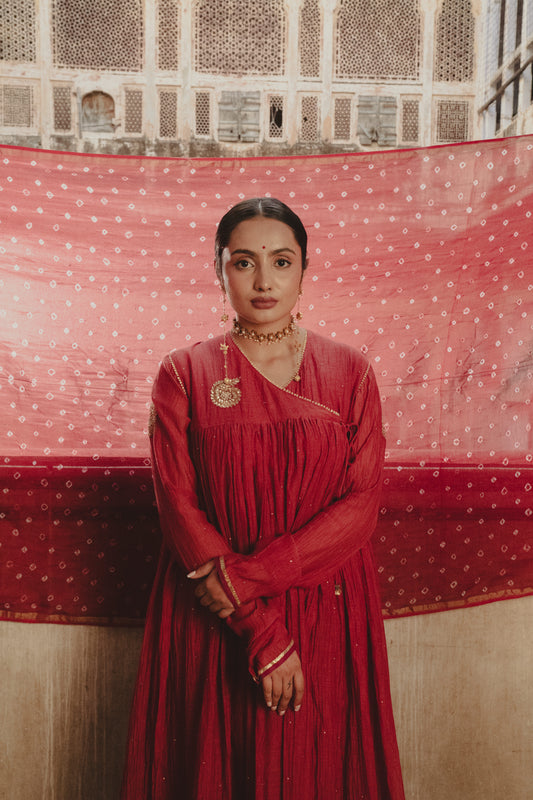 RED ANGRAKHA DRESS