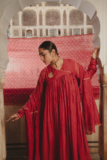 RED ANGRAKHA DRESS