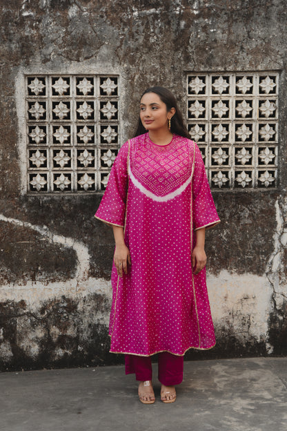 Pink Chanderi Bandhej Abha