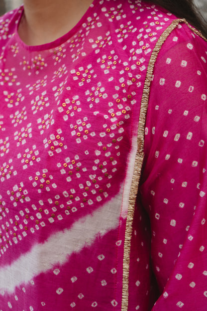 Pink Chanderi Bandhej Abha