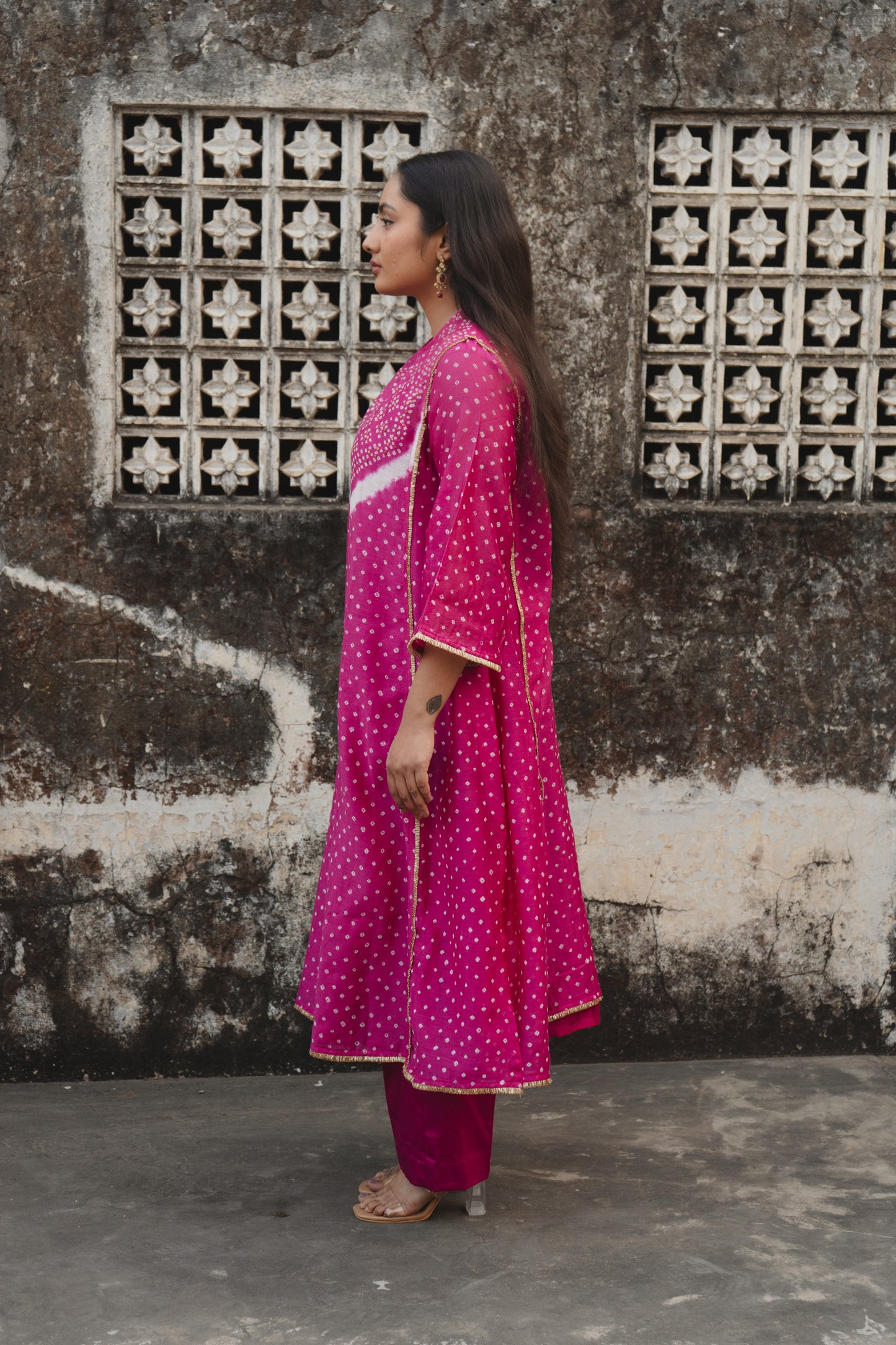 Pink Chanderi Bandhej Abha