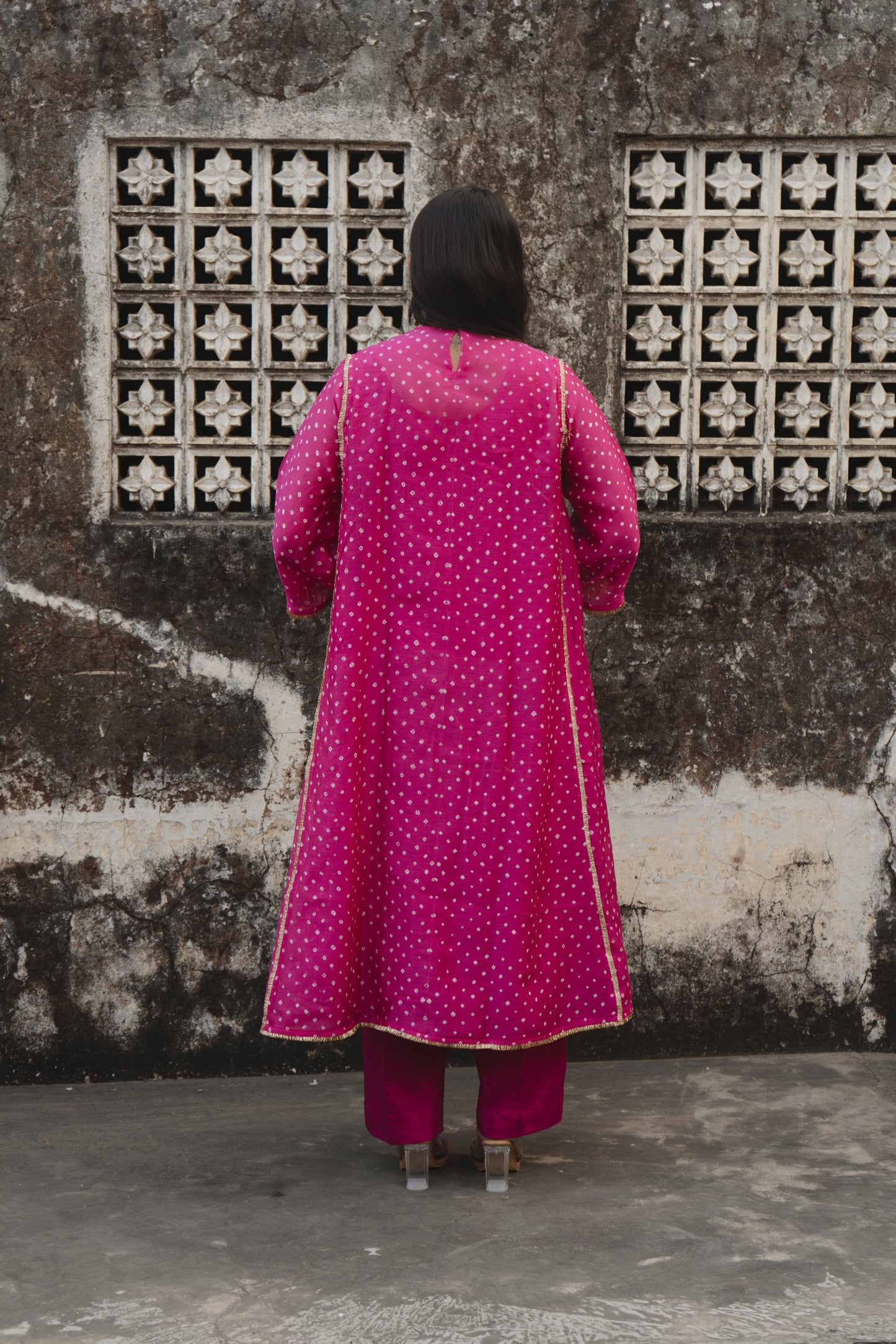 Pink Chanderi Bandhej Abha