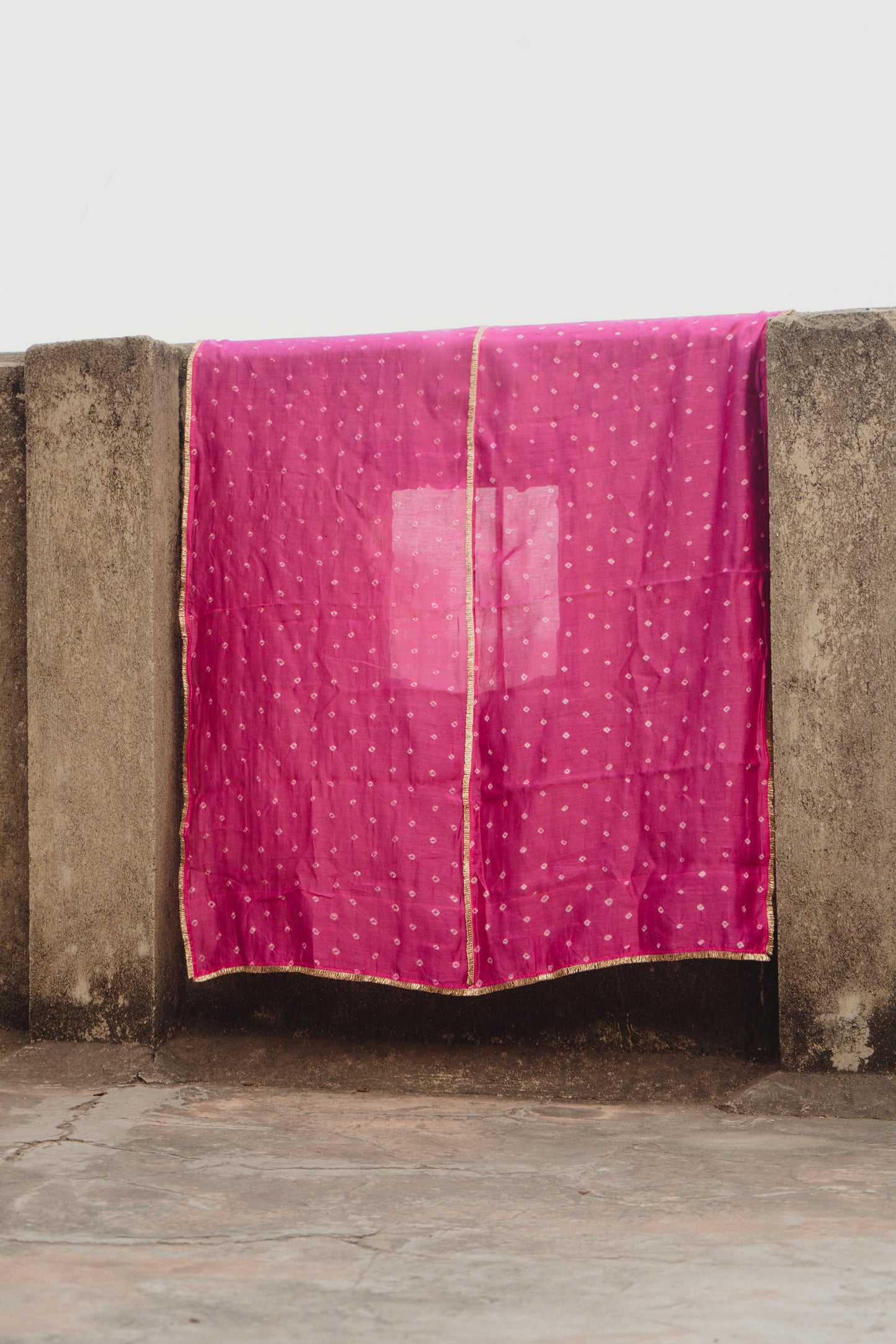 Pink Chanderi Bandhej Dupatta