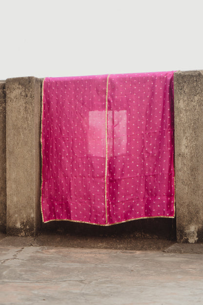 Pink Chanderi Bandhej Dupatta