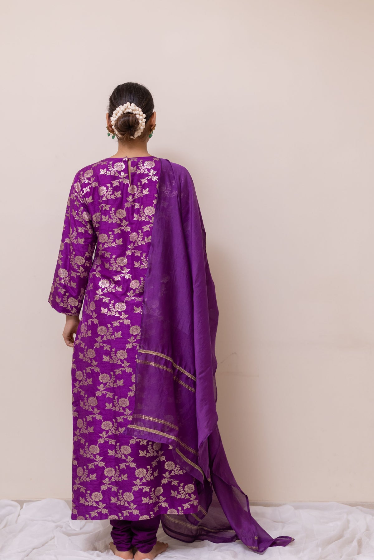 PURPLE BANARASI  LONG KURTA SET