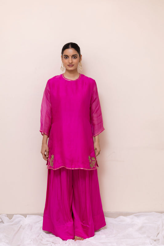 PINK ORGANZA KURTA SET