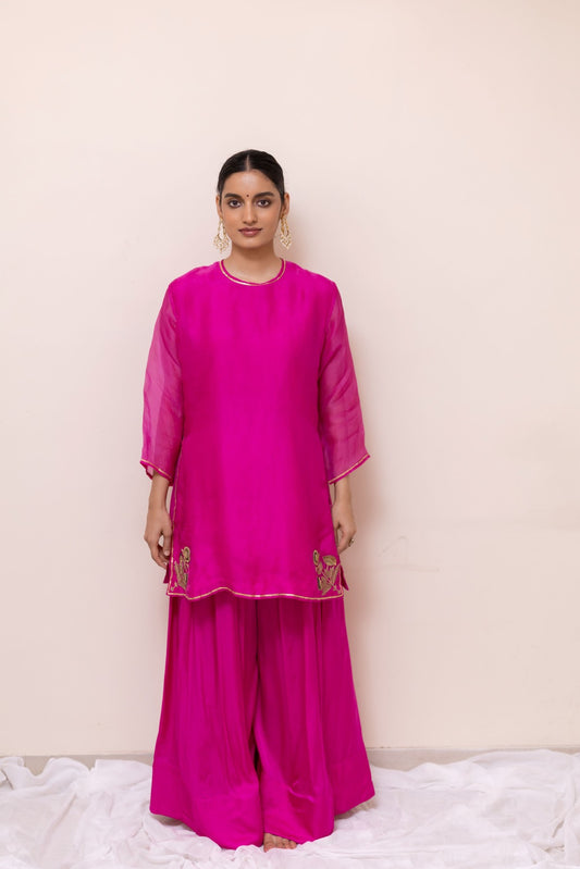 PINK ORGANZA KURTA SET