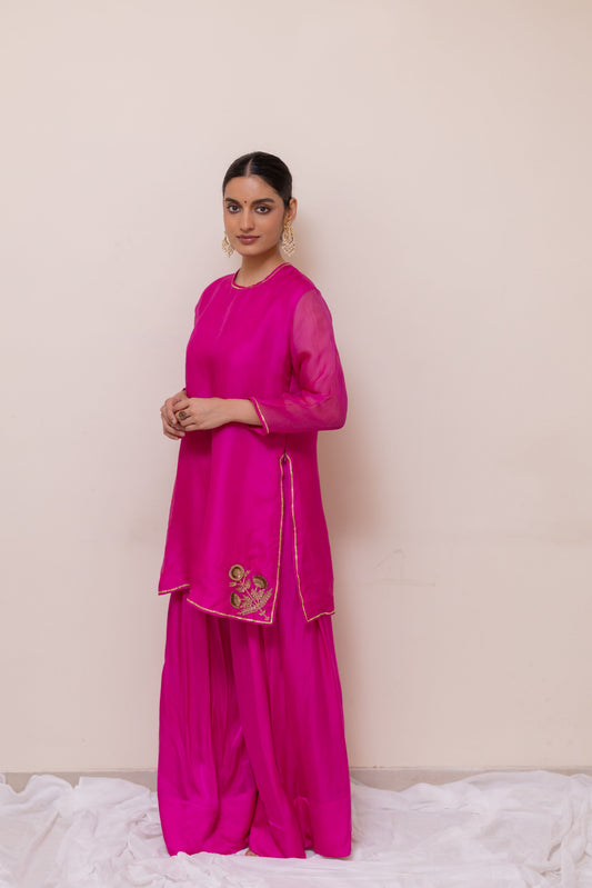 PINK ORGANZA KURTA SET